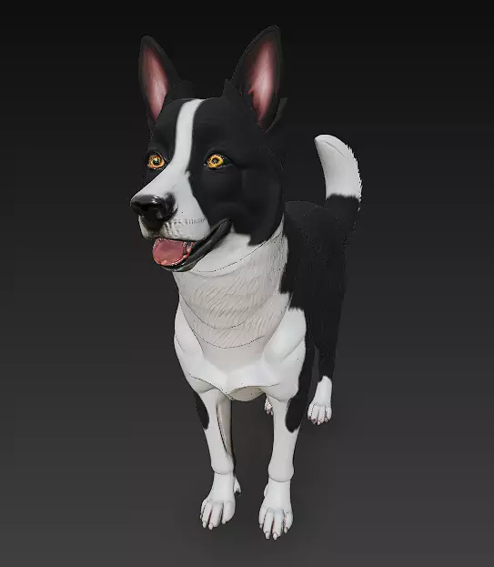 Dog Realistic 3D Model - Low Poly Realistic Low-poly 3D model_0