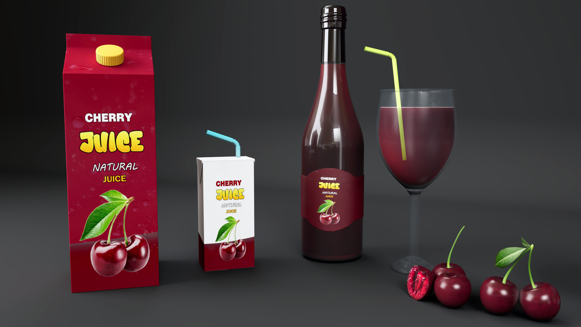 Cherry Low-poly 3D model_4