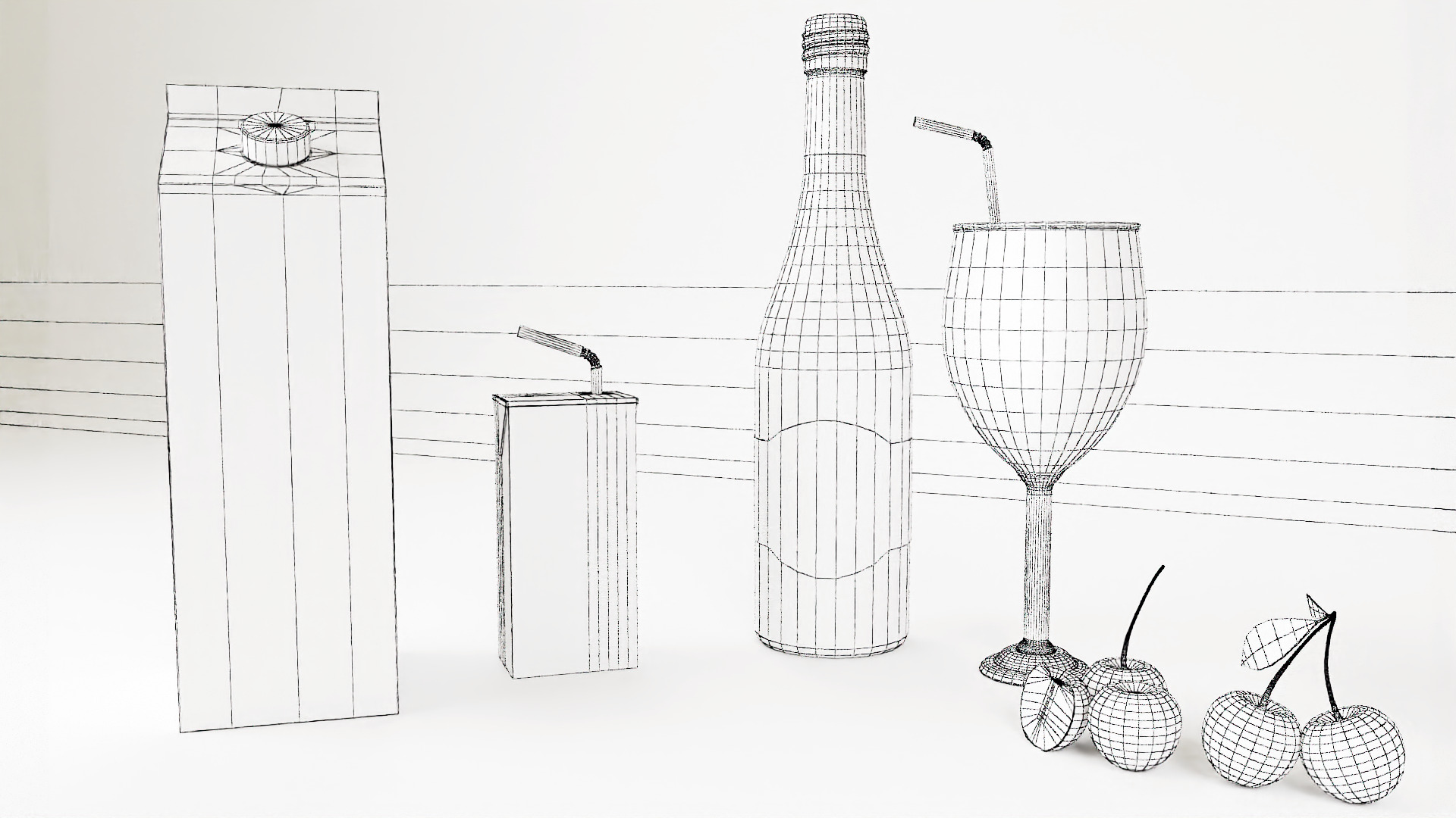 Cherry Low-poly 3D model_10