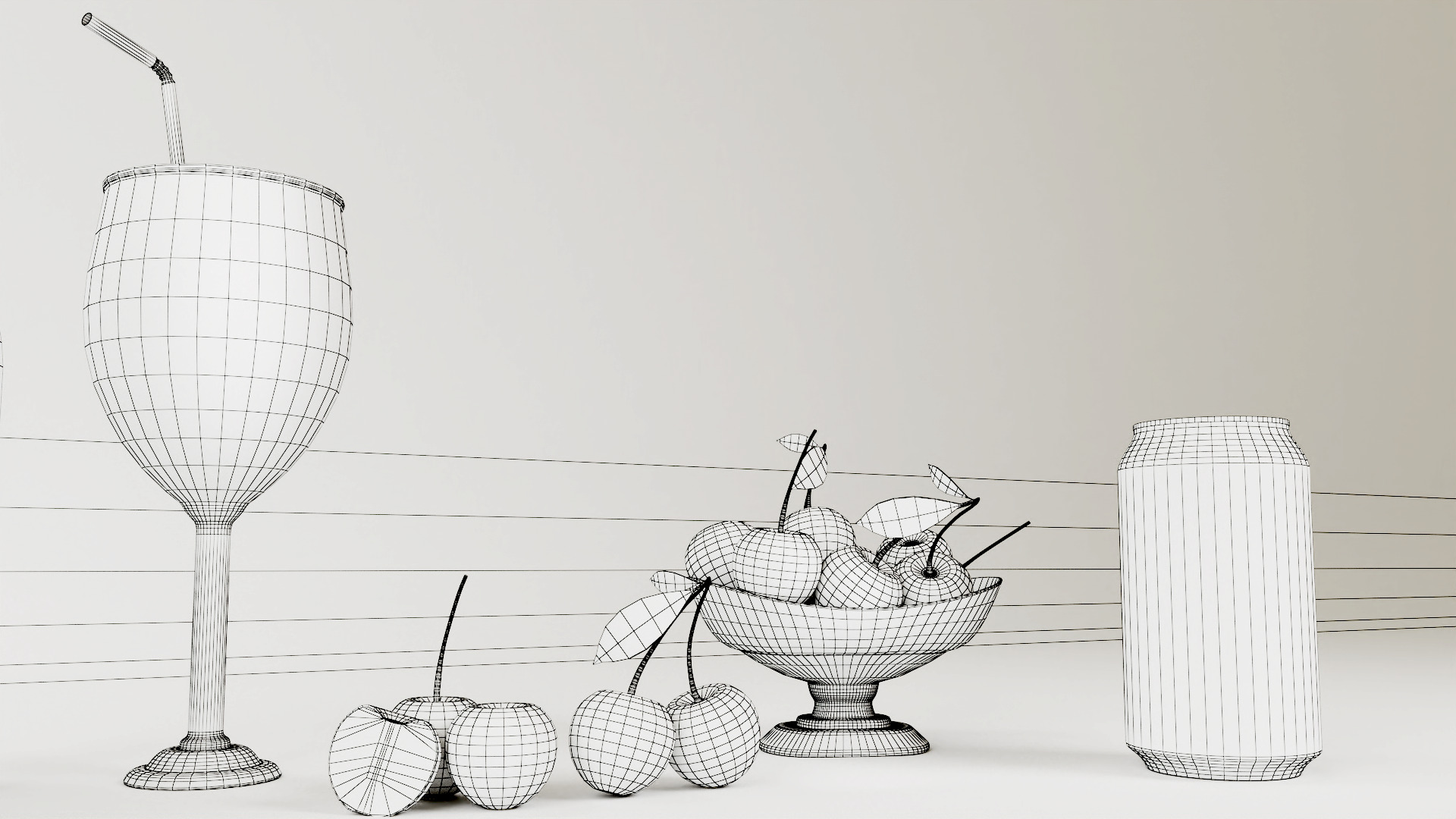 Cherry Low-poly 3D model_7