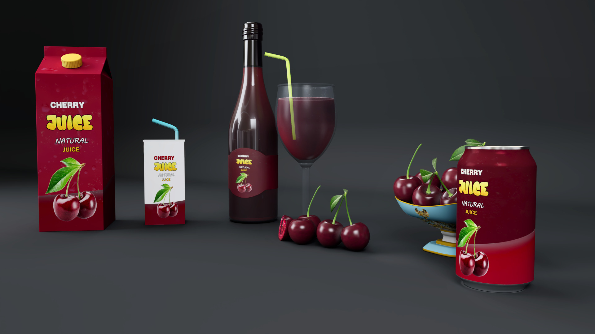 Cherry Low-poly 3D model_2