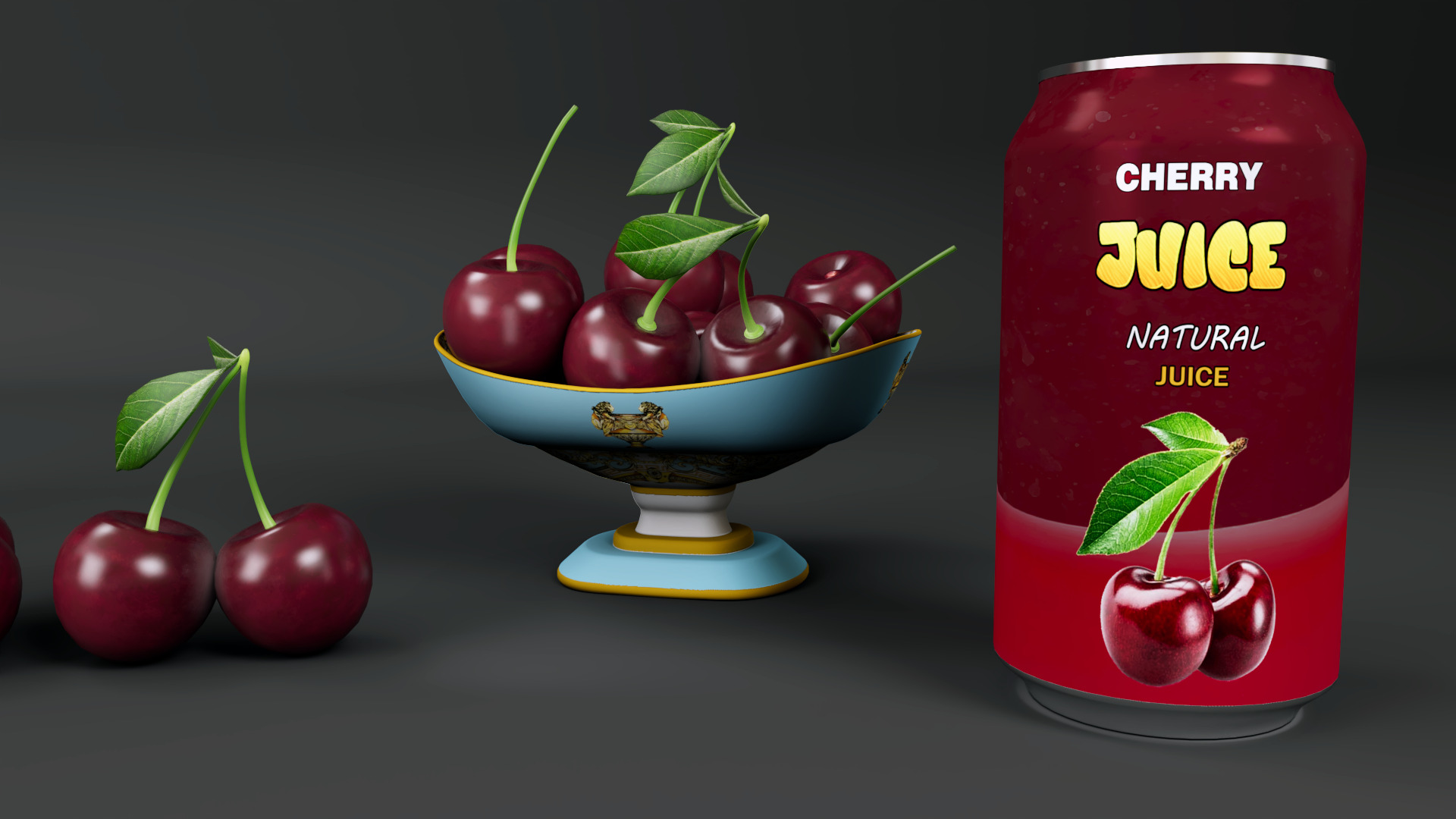 Cherry Low-poly 3D model_6