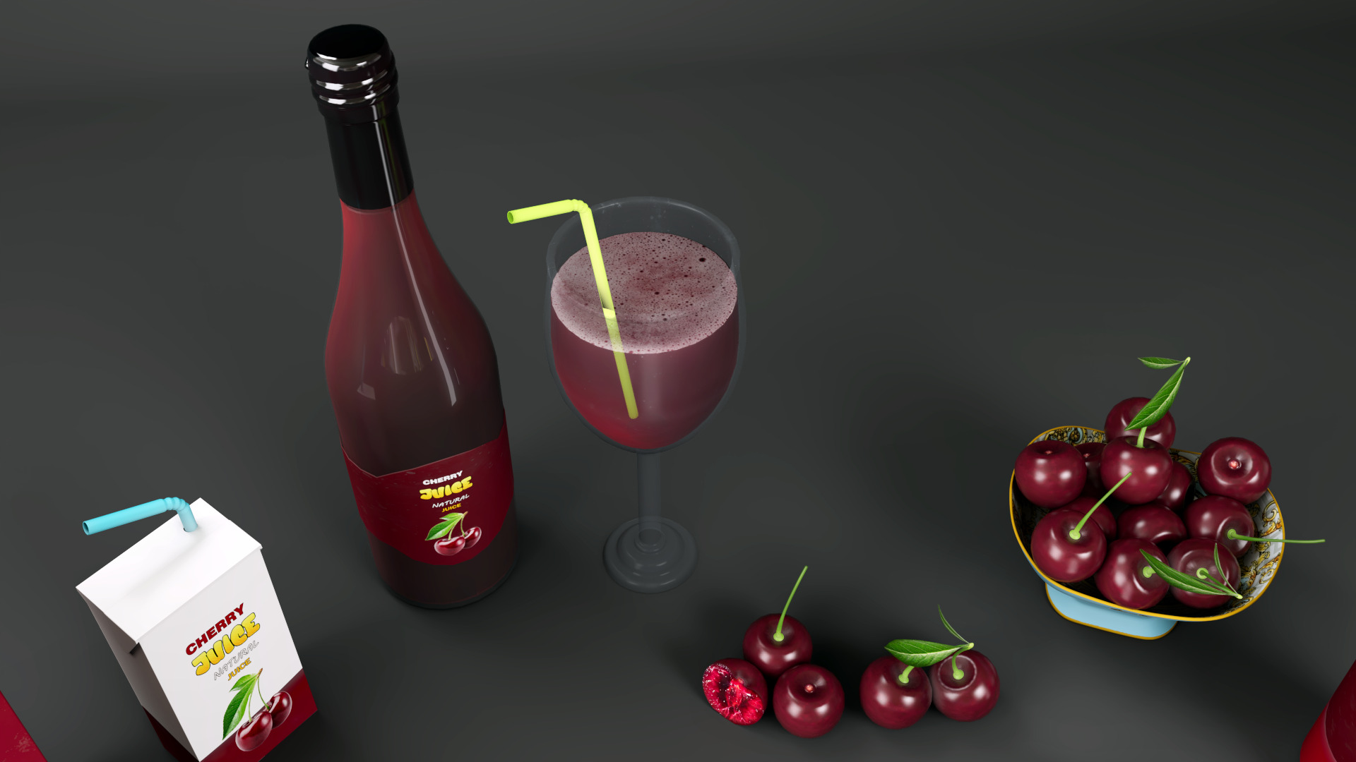 Cherry Low-poly 3D model_8