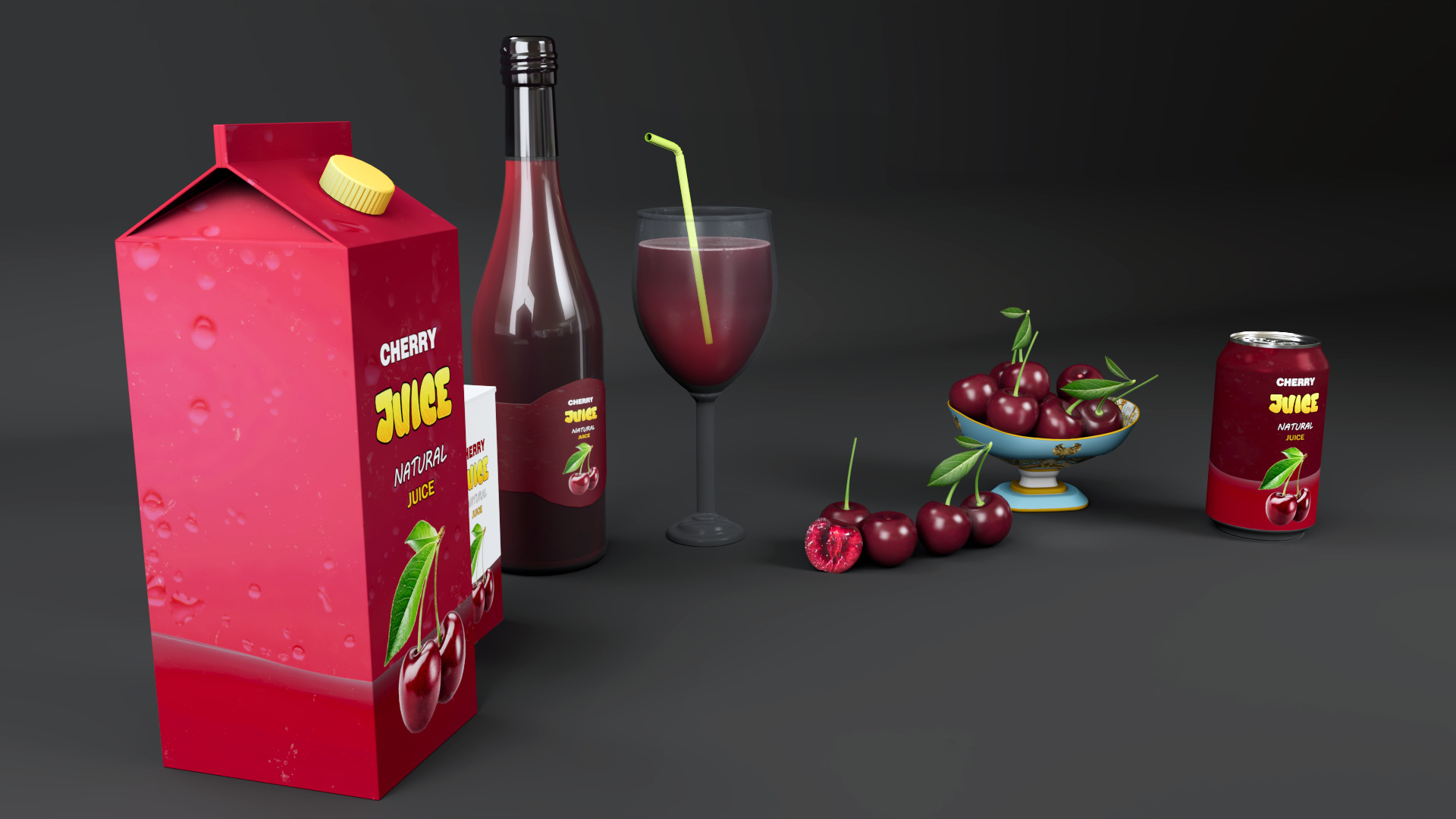 Cherry Low-poly 3D model_1