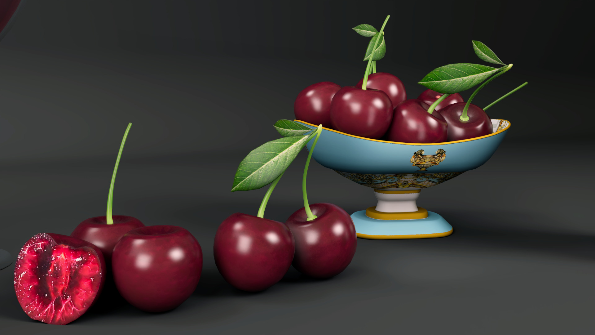 Cherry Low-poly 3D model_5