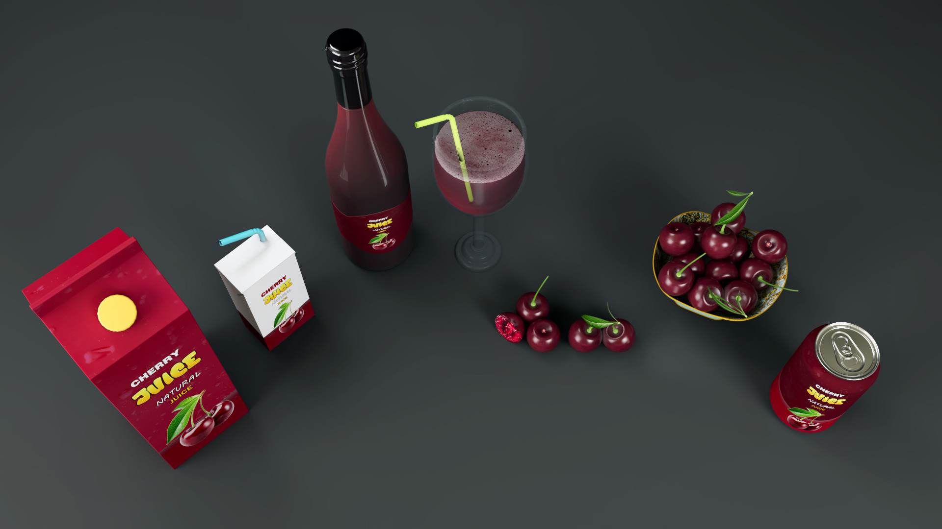Cherry Low-poly 3D model_3