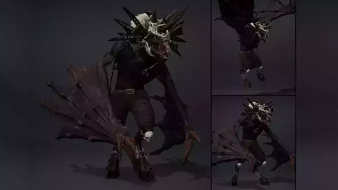 Ashen Mage Wing2 Low-poly 3D model