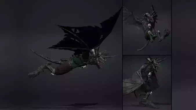 Ashen Mage Wing1 Low-poly 3D model