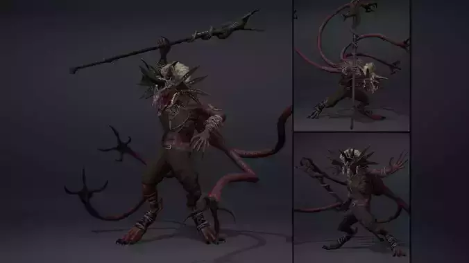 Ashen Mage Tentacle Low-poly 3D model