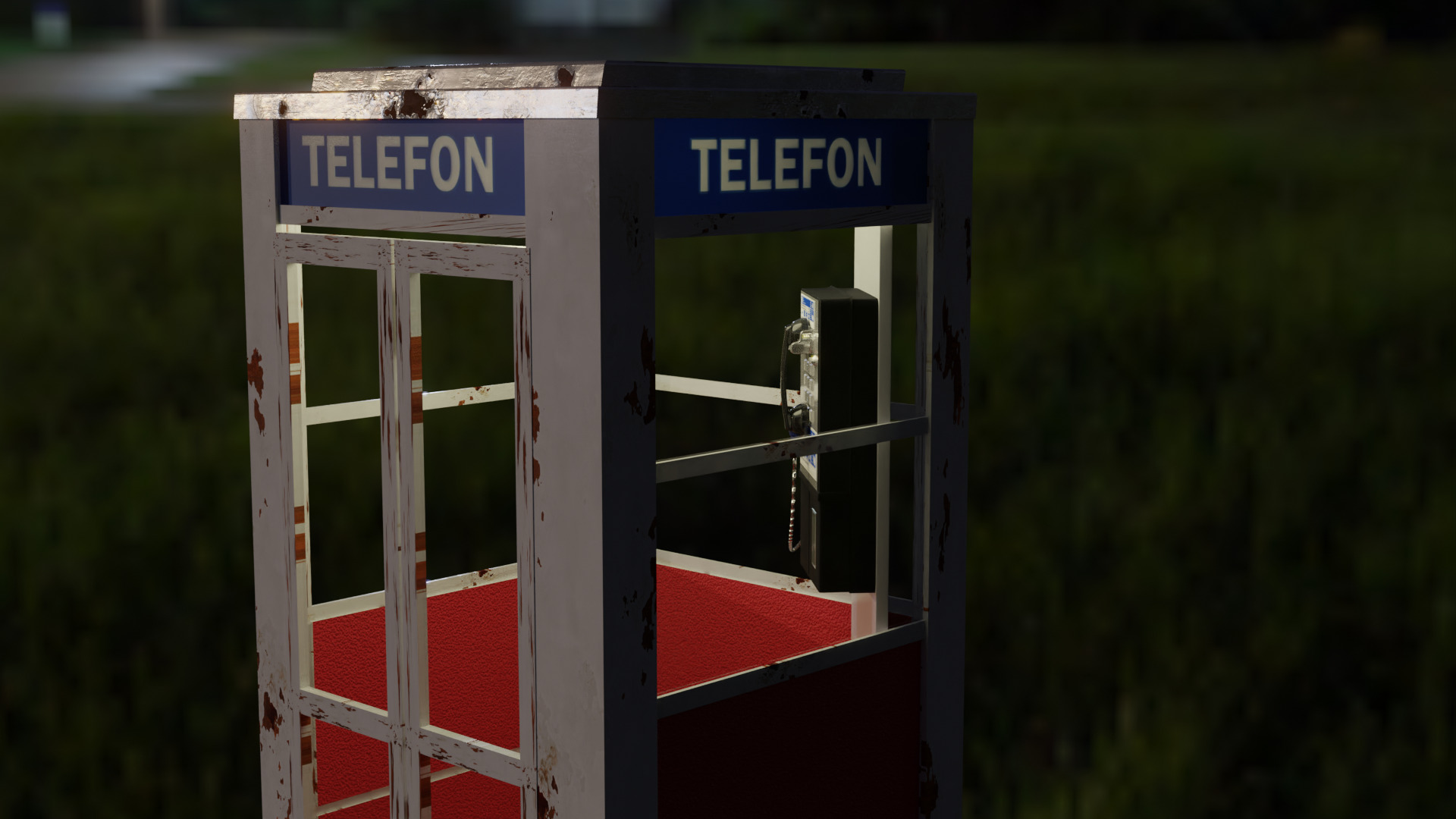 Old Telephone Booth 3D model_2