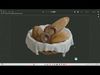 Realistic breads in a Round Wicker Basket 3D model_1