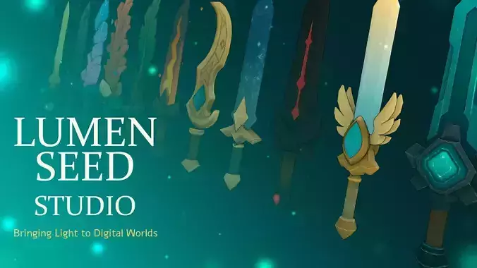 Stylized Sword Pack 24 Low Poly Fantasy Weapons Low-poly 3D model