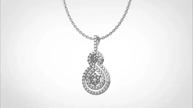 PE1401 Classic Solitaire Pendant half ct CAD STL 18K  3g