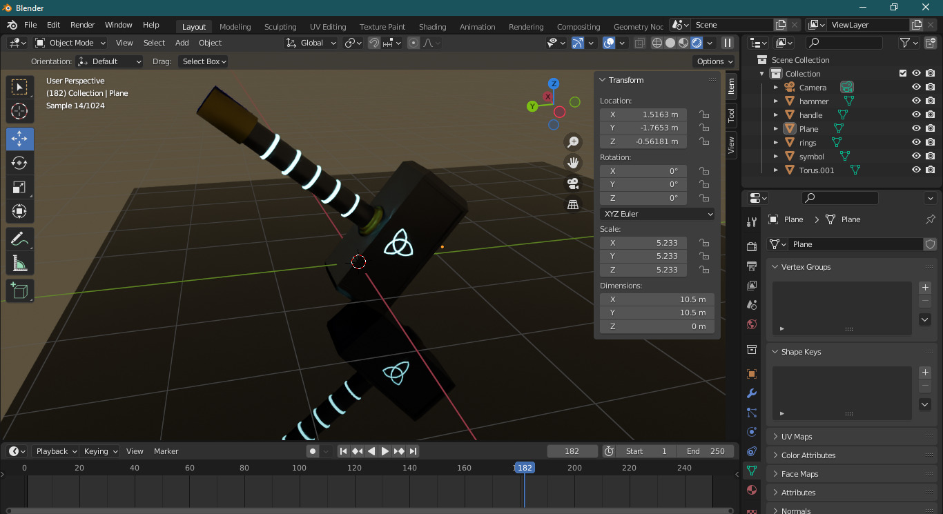 Hammer 3d model with glow effects 3D model_4
