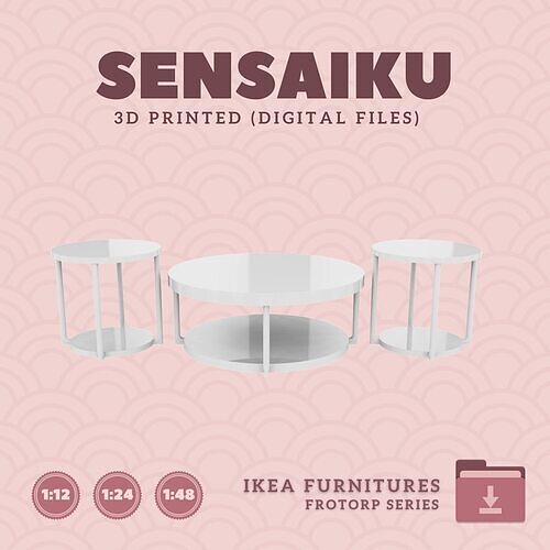 3 FROTORP Table and Side Table for Dollhouse - IKEA - 3D Print 3D print model