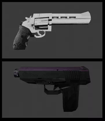 PSX-PS1-Style Low Poly Pistols -- Game Ready Low-poly 3D model