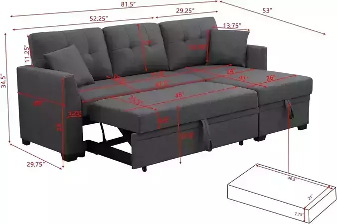 L-Shaped Reversible Modular Sofa
