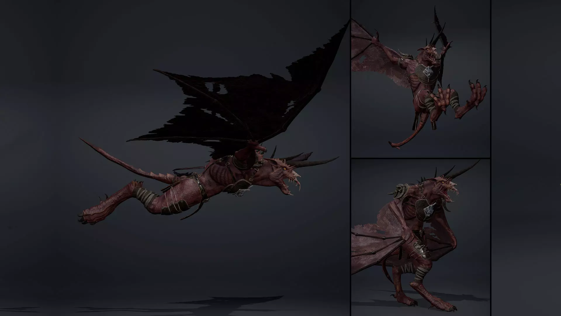 Ashen Barbarian Wing1 Low-poly 3D model_0