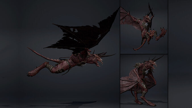 Ashen Barbarian Wing1 Low-poly 3D model