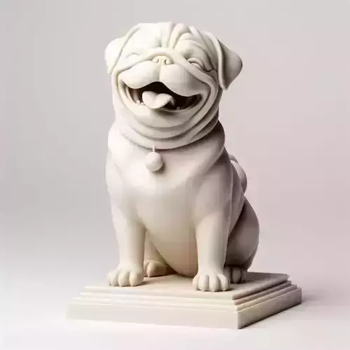 551  Laughing Pug  Ivory Style 3D Printed Statue