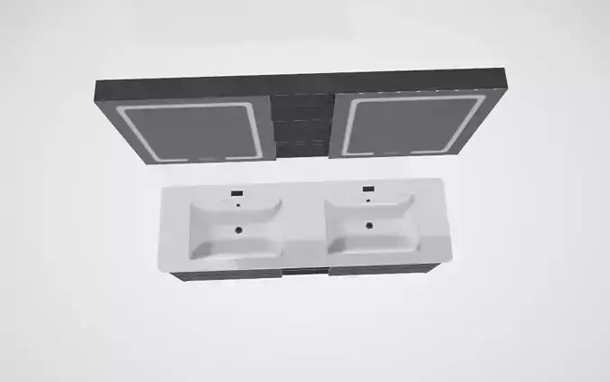 High-end stainless steel bathroom cabinet set Low-poly 3D model