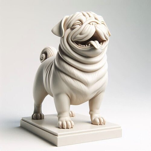 552   Laughing Pug    Ivory Style     3D Printed Statue 3D print model