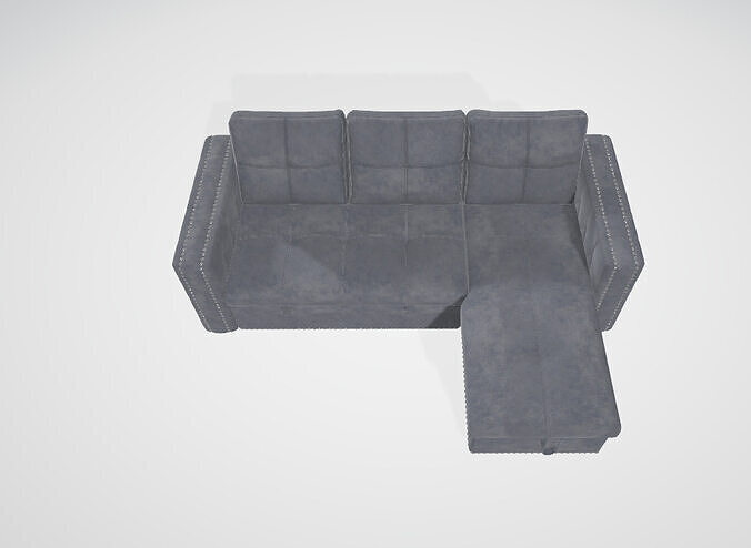 Gray Sectional Sofa Low-poly 3D model