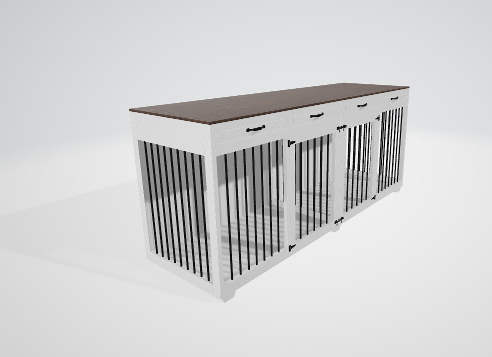 Dog Crate Furniture Low-poly 3D model_1