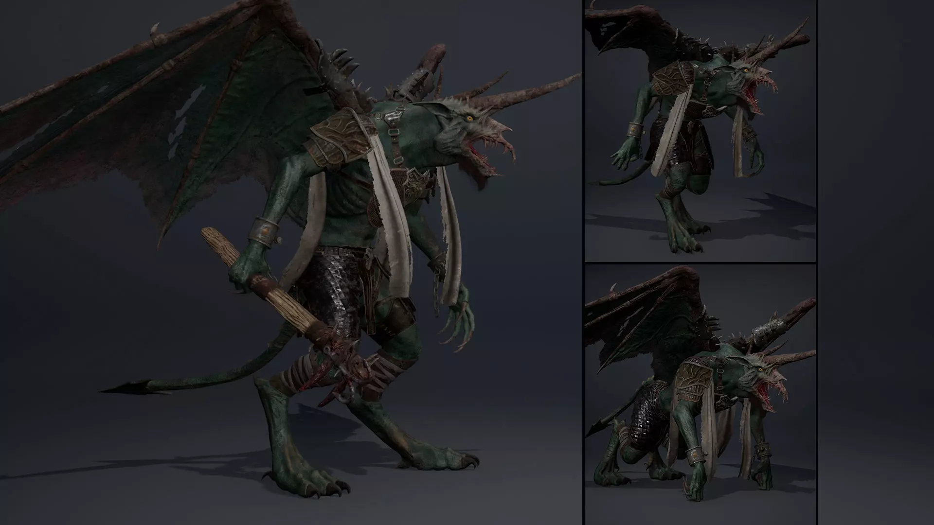 Ashen Barbarian ArmWing Low-poly 3D model_0