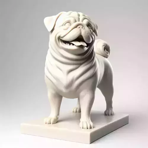 553    Laughing Pug      Ivory  Style      3D  Printed  Statue