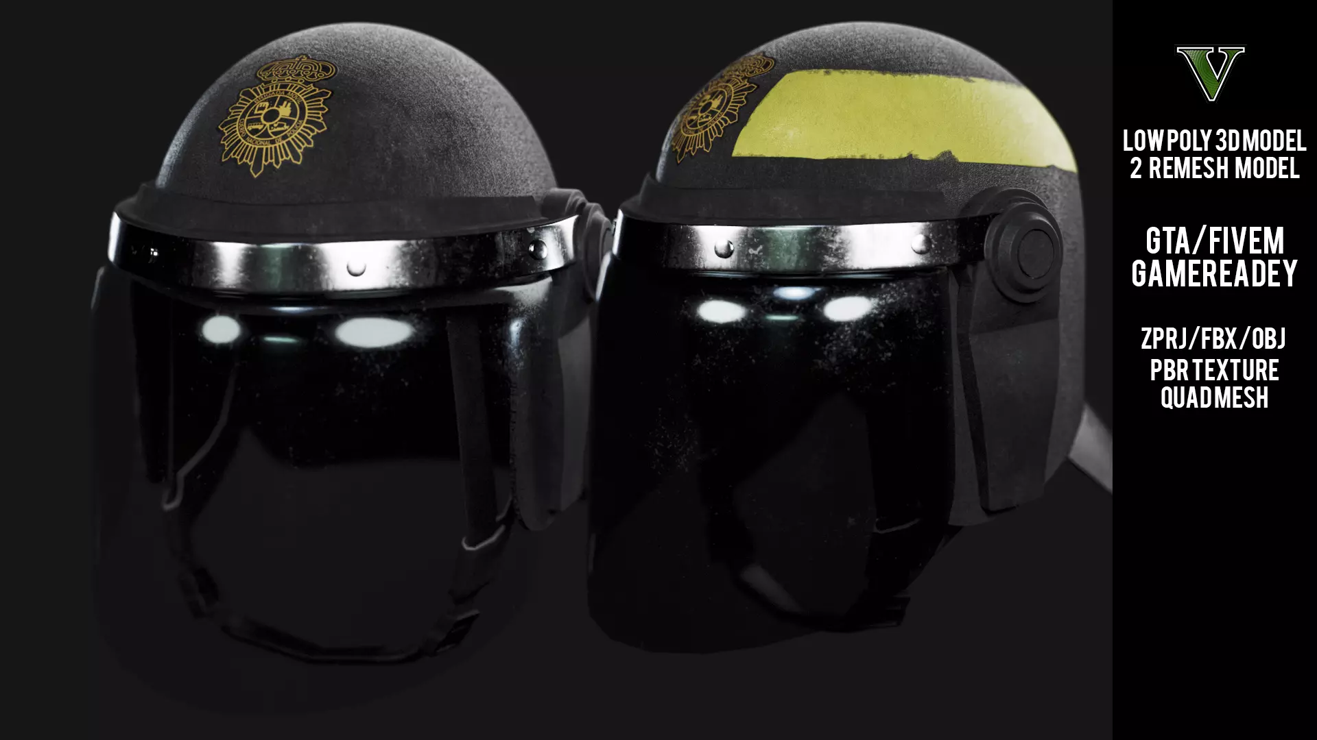 Schuberth P100N Riot Helmet 3D for GTA V and FiveM Low-poly 3D model_0