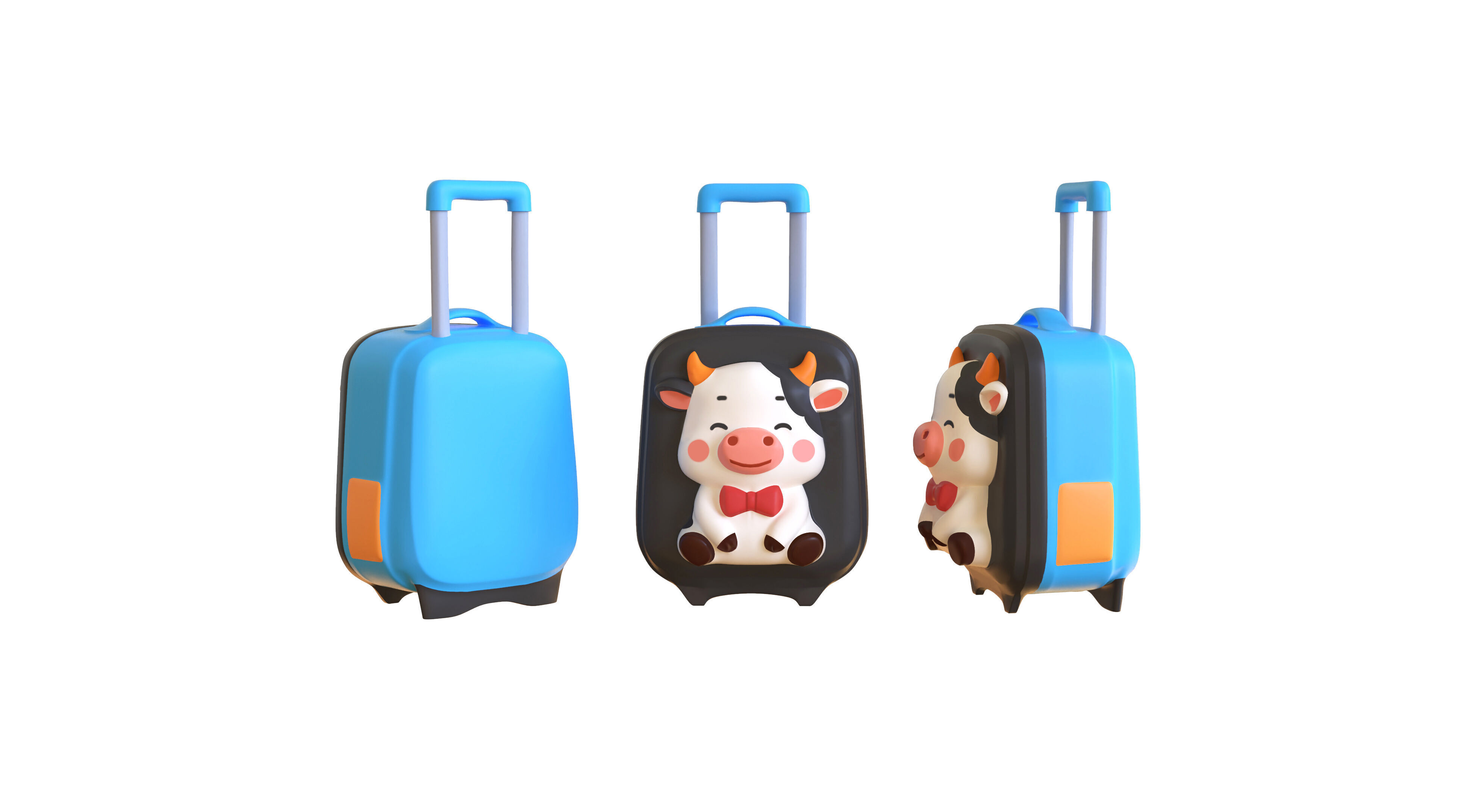 Low Poly - Suitcase Cow  Low-poly 3D model_7