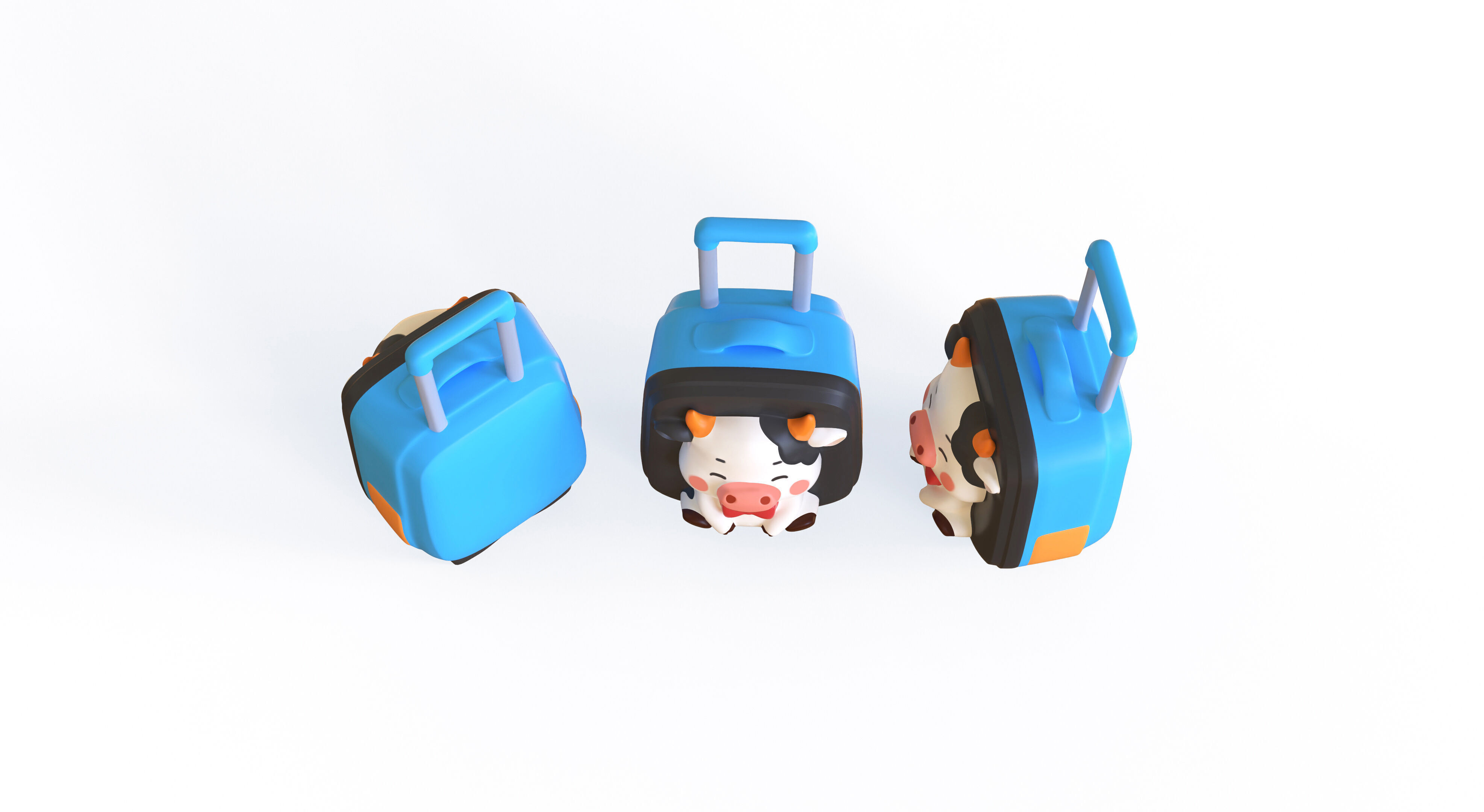Low Poly - Suitcase Cow  Low-poly 3D model_8