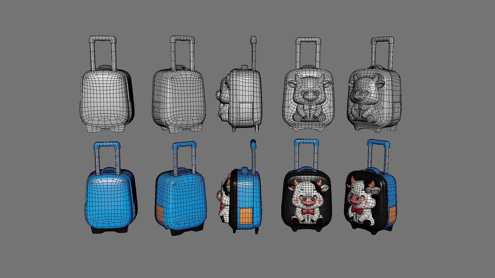 Low Poly - Suitcase Cow  Low-poly 3D model_12