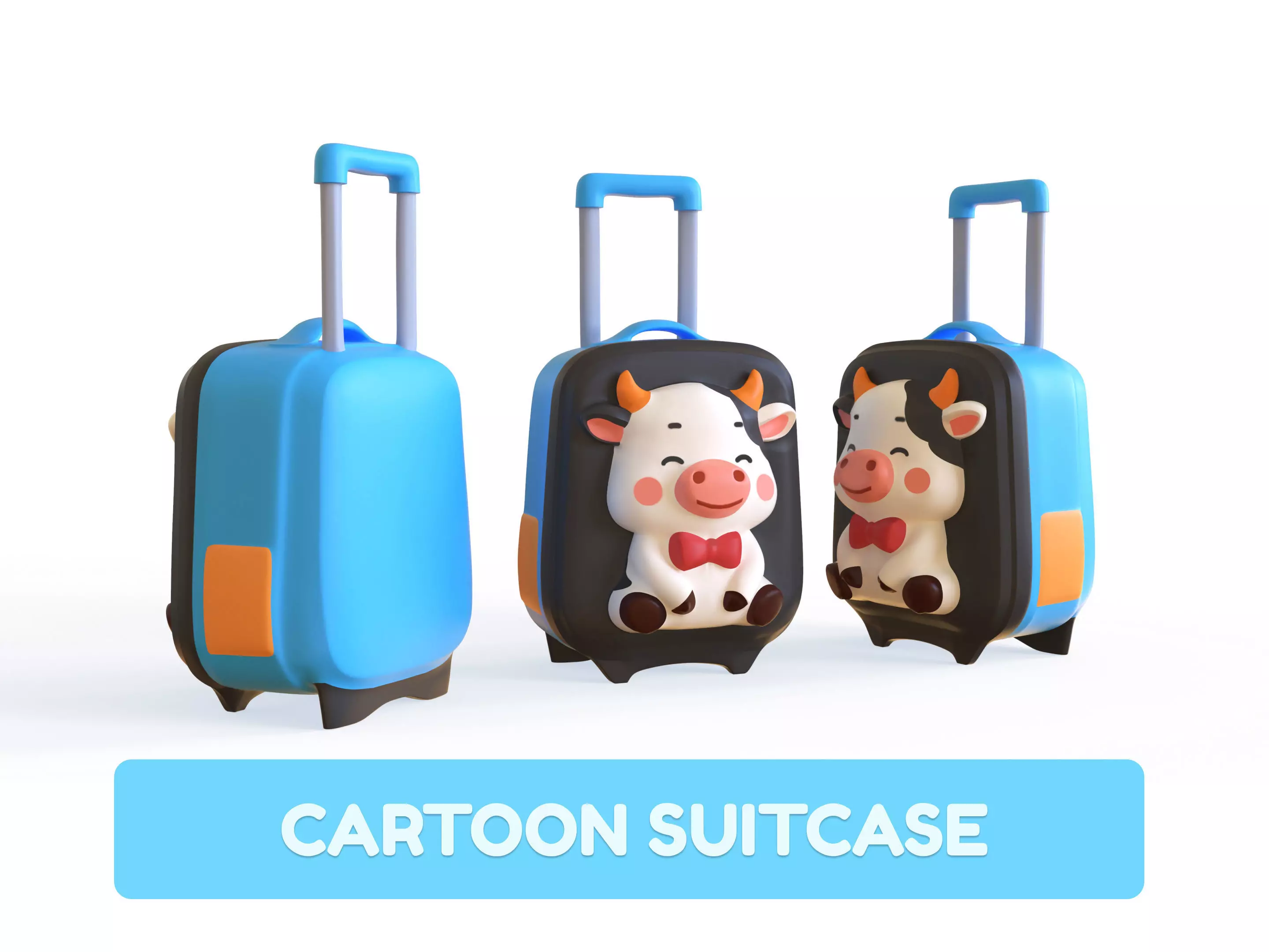 Low Poly - Suitcase Cow  Low-poly 3D model_0