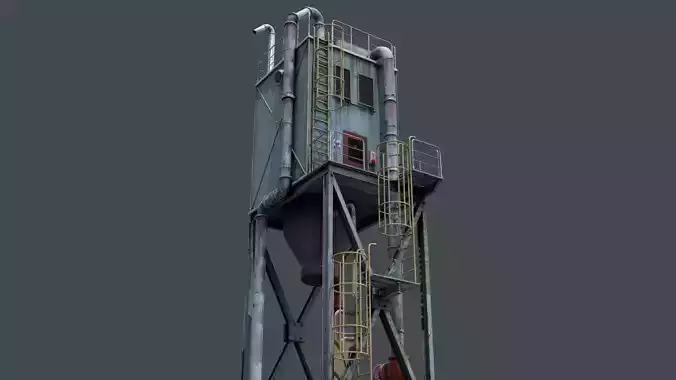 Industrial Hopper Structure Weathered Low-poly 3D model