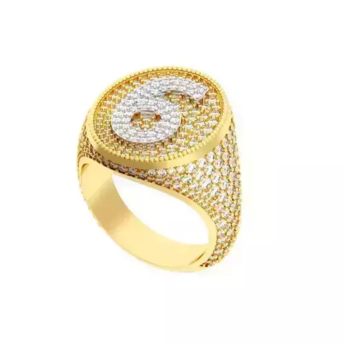 Letter 6 HIP HOP RING