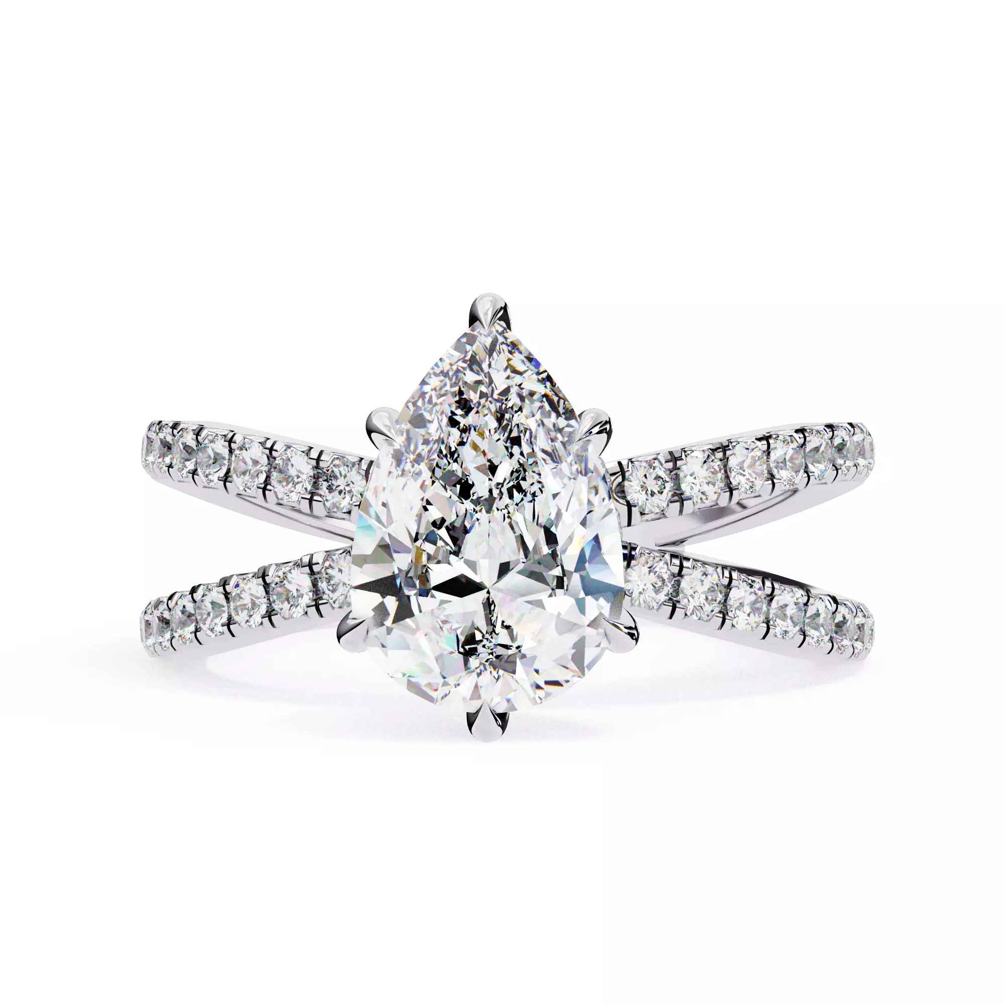 PEAR DIAMOND RING -CAD-082 3D model_0