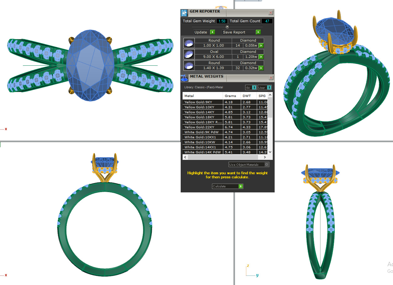OVAL DIAMOND RING -CAD-081 3D model_13