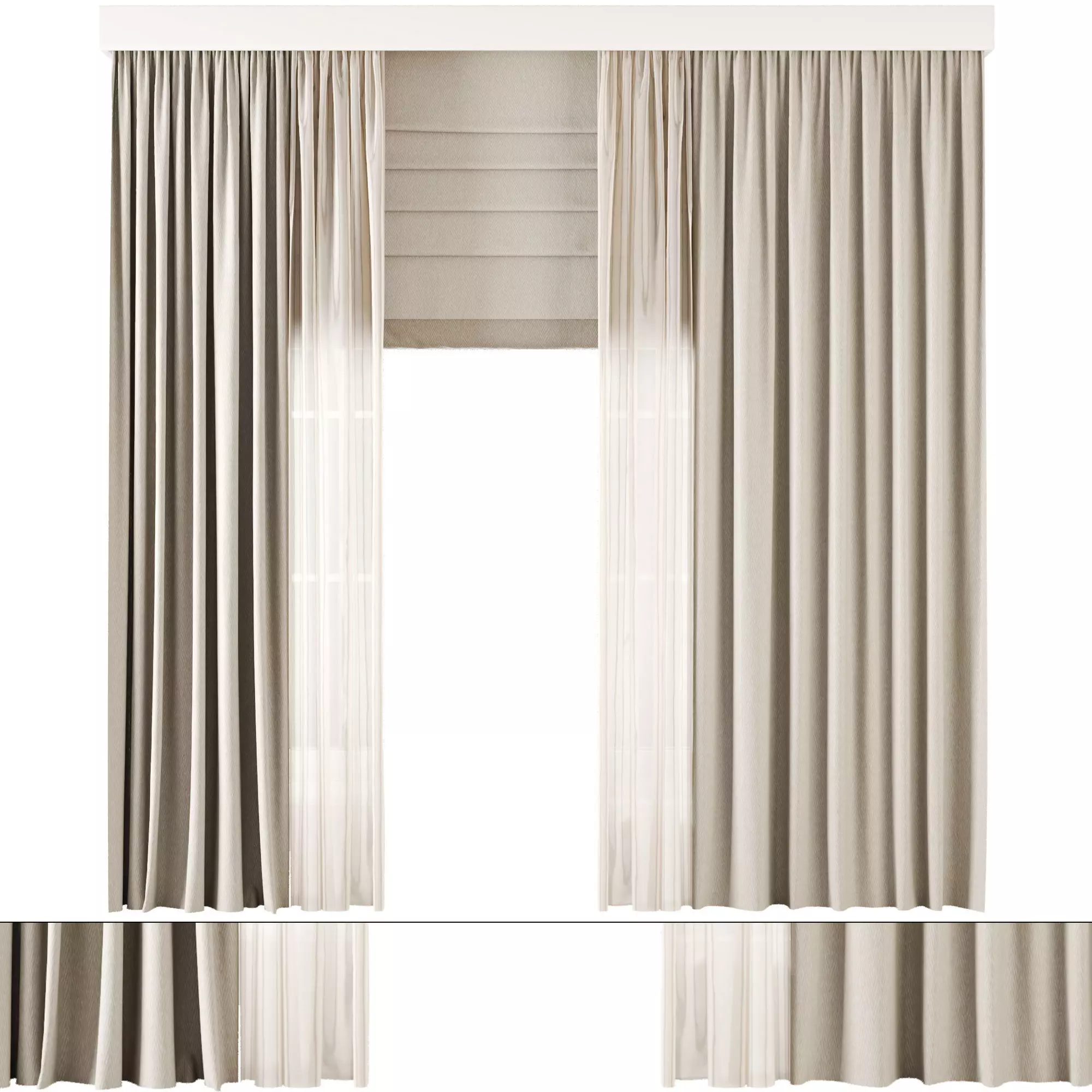 Roman and Cotton Curtain Low-poly 3D model
