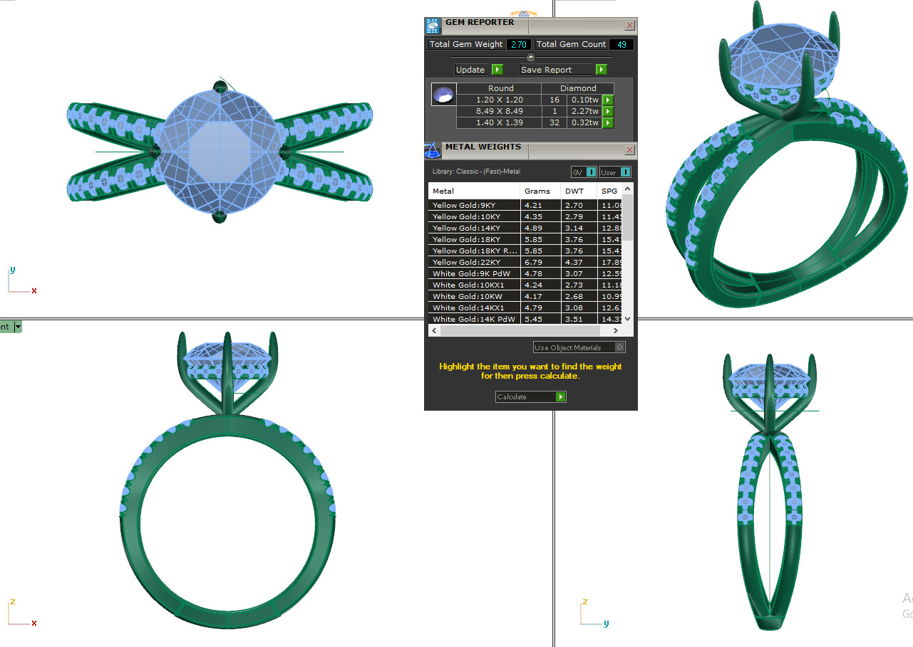 ROUND DIAMOND RING -CAD-083 3D model_14