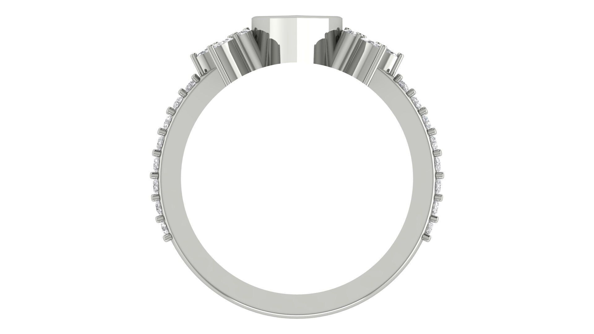 Heart  Diamond Bezel Setting Solitaire Diamond Ring 3D print model_9