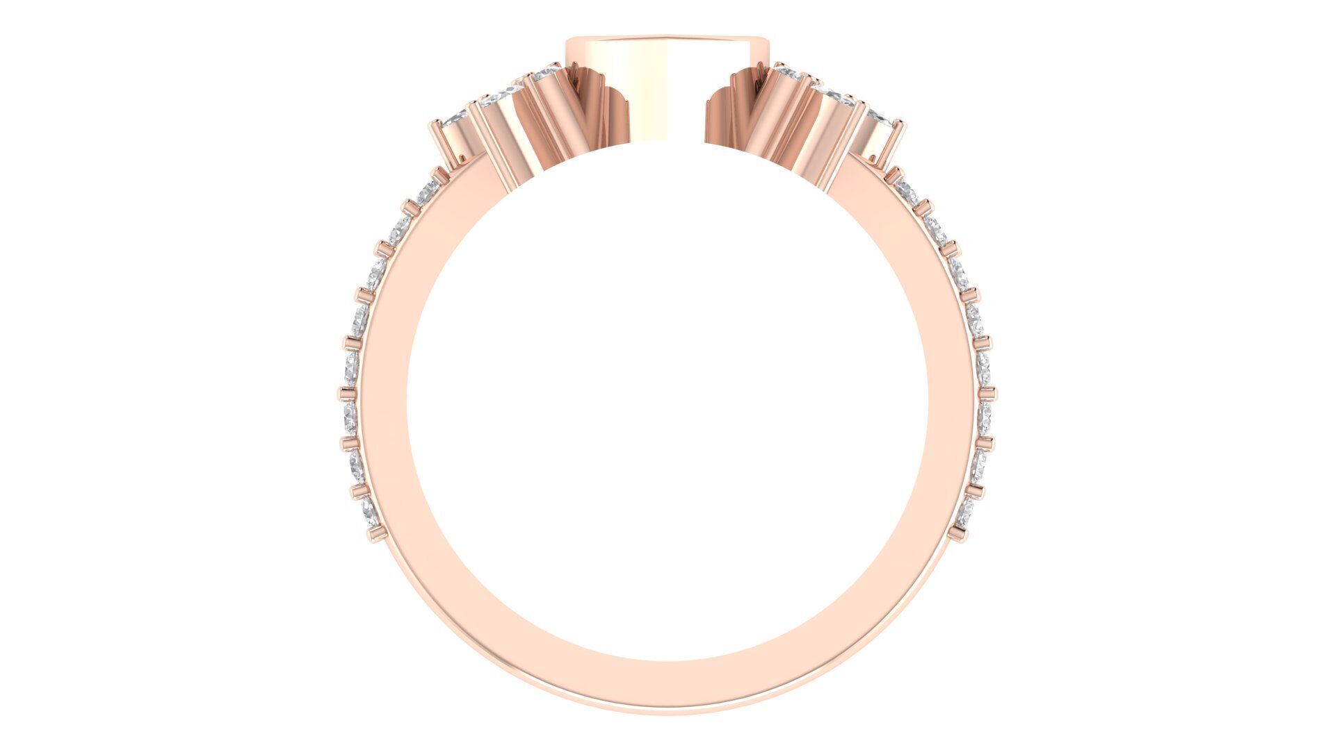 Heart  Diamond Bezel Setting Solitaire Diamond Ring 3D print model_6