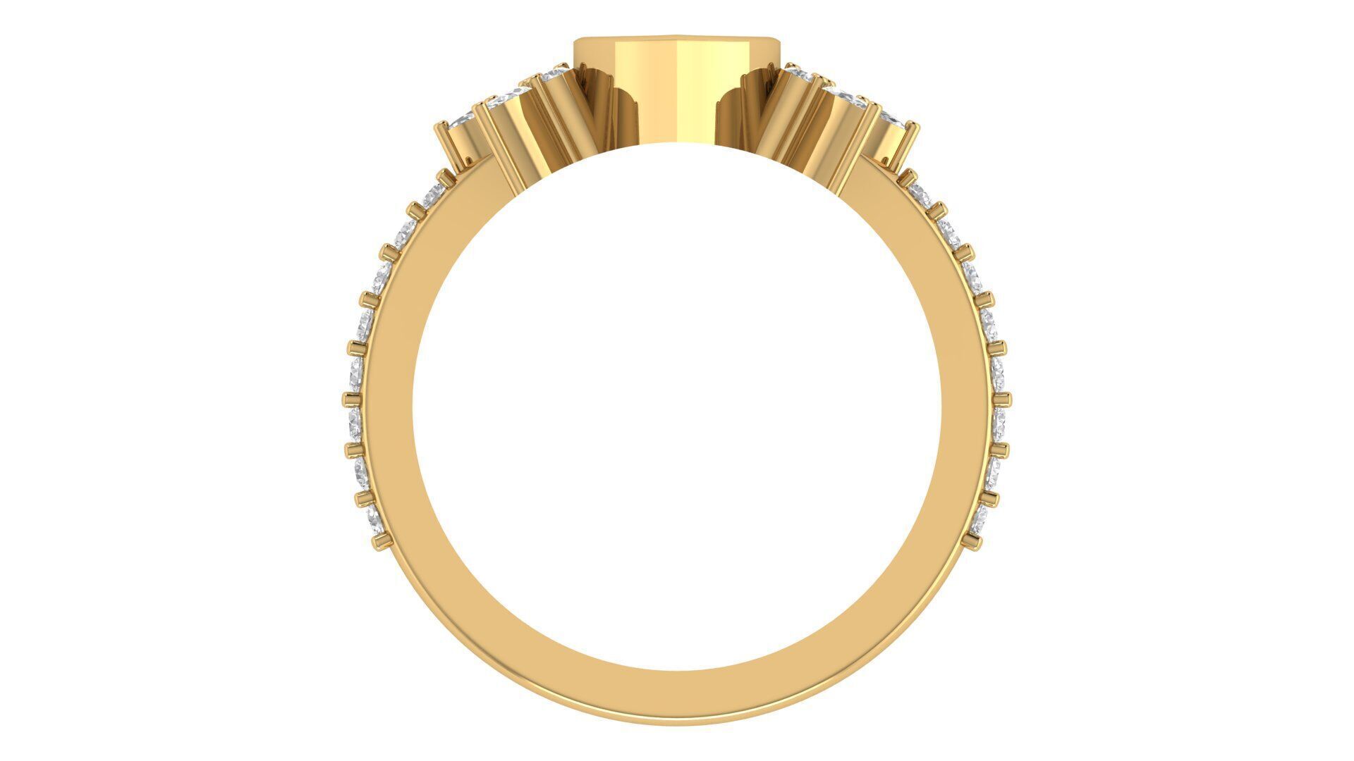 Heart  Diamond Bezel Setting Solitaire Diamond Ring 3D print model_2