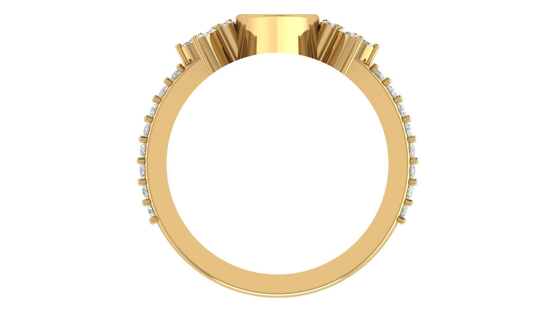 Marquise Diamond Bezel Setting Solitaire Diamond Ring 3D print model_3