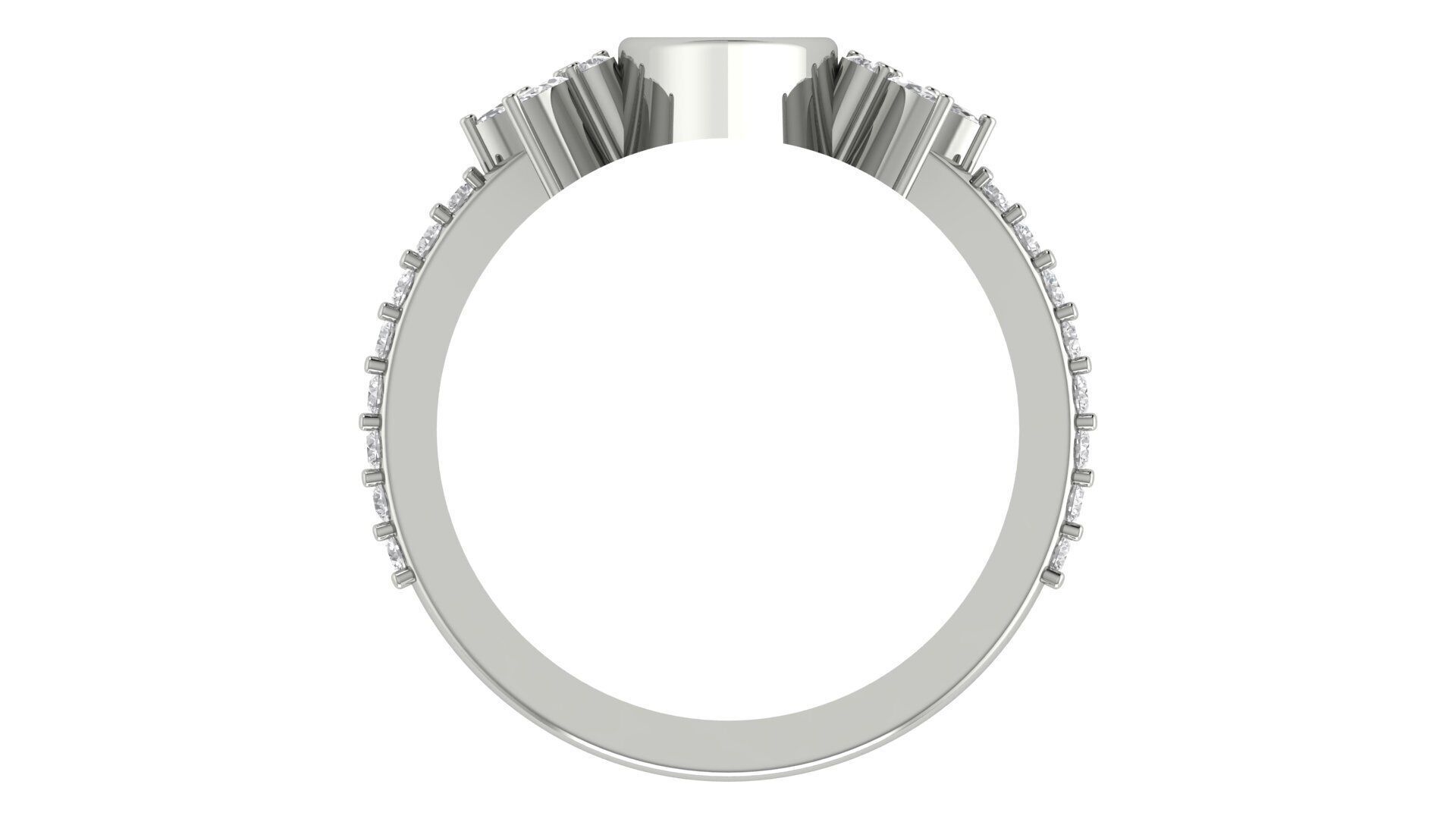 Marquise Diamond Bezel Setting Solitaire Diamond Ring 3D print model_8