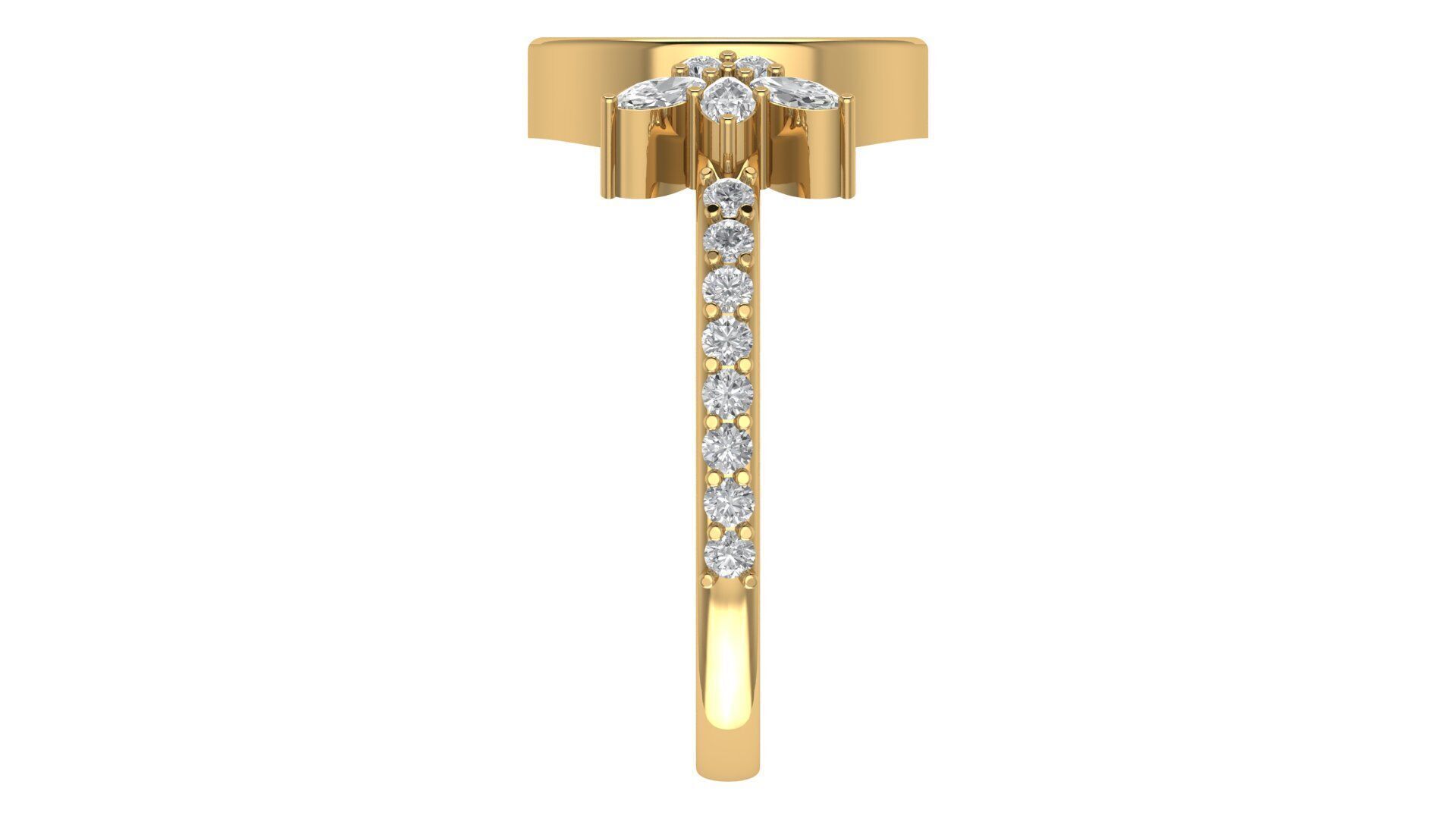 Marquise Diamond Bezel Setting Solitaire Diamond Ring 3D print model_2