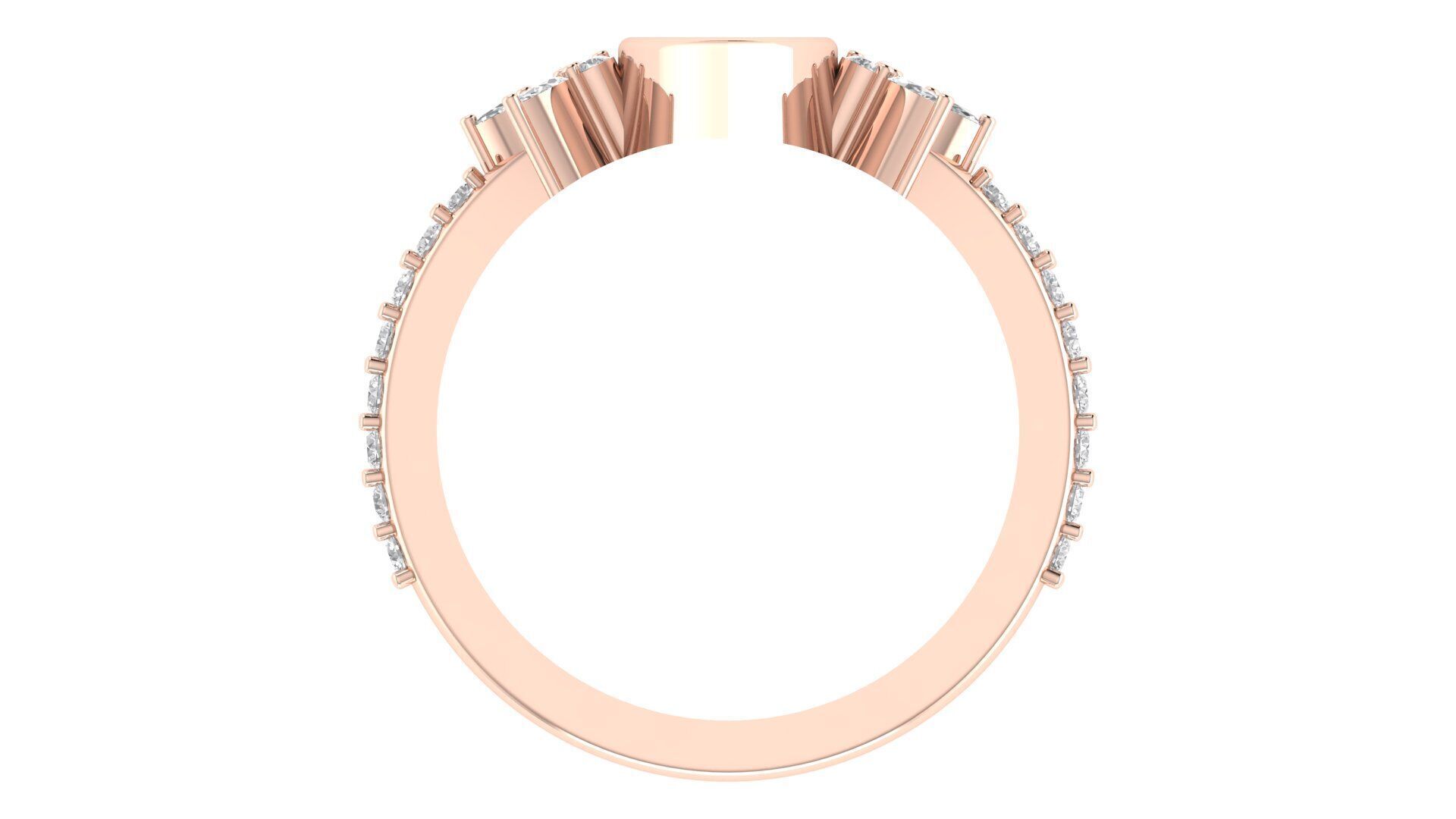 Marquise Diamond Bezel Setting Solitaire Diamond Ring 3D print model_7