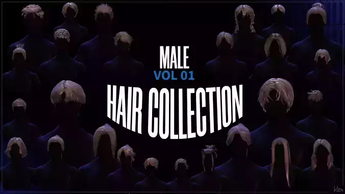 Male Hair Collection 01 - Game Ready Low-poly 3D model
