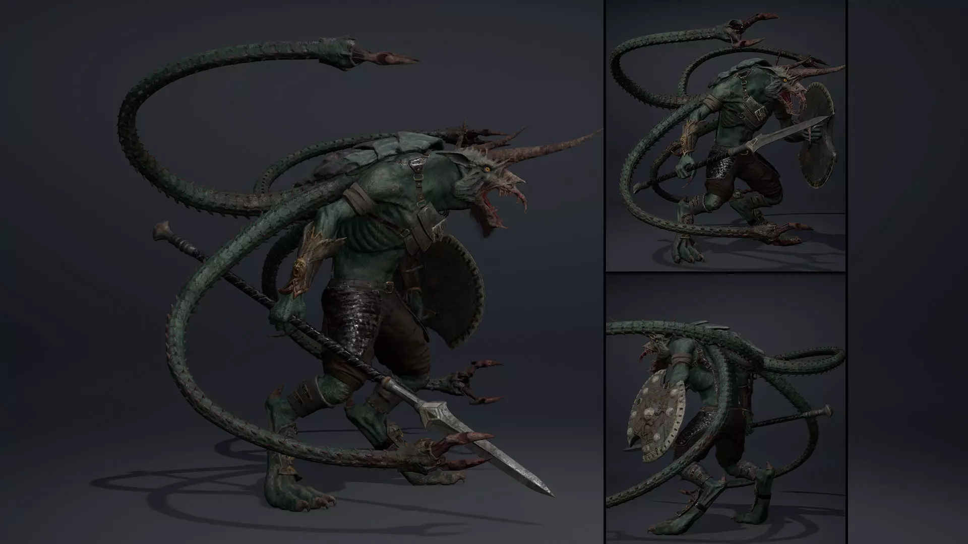 Ashen Spearman Tentacle Low-poly 3D model_0